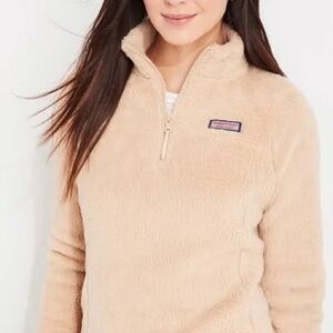 Vineyard Vines Fleece Shep Shirt Quarter Zip Sweatshirt Beige XXS